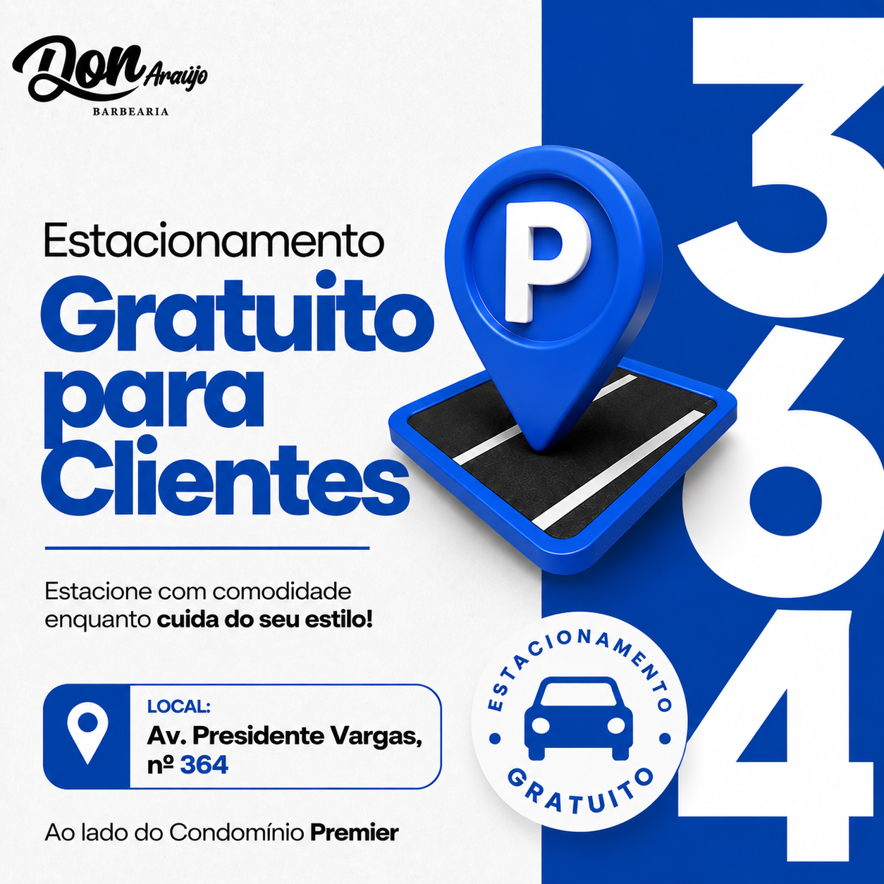 Estacionamento gratuito para clientes