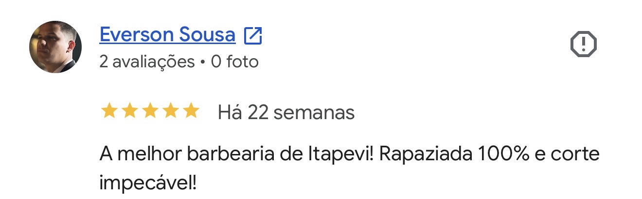 Avaliação de Everson Sousa no Google
