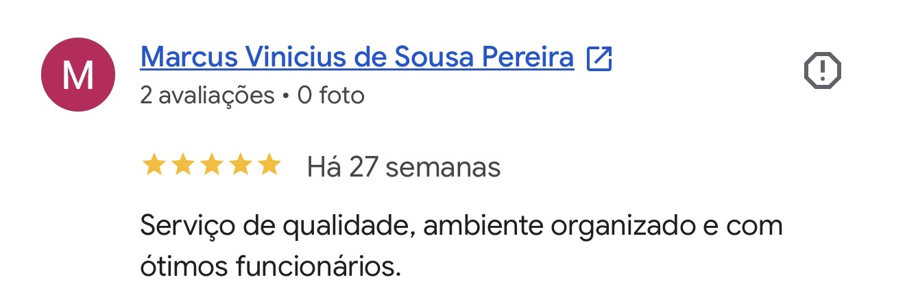 Avaliação de Marcus Vinicius de Sousa Pereira no Google