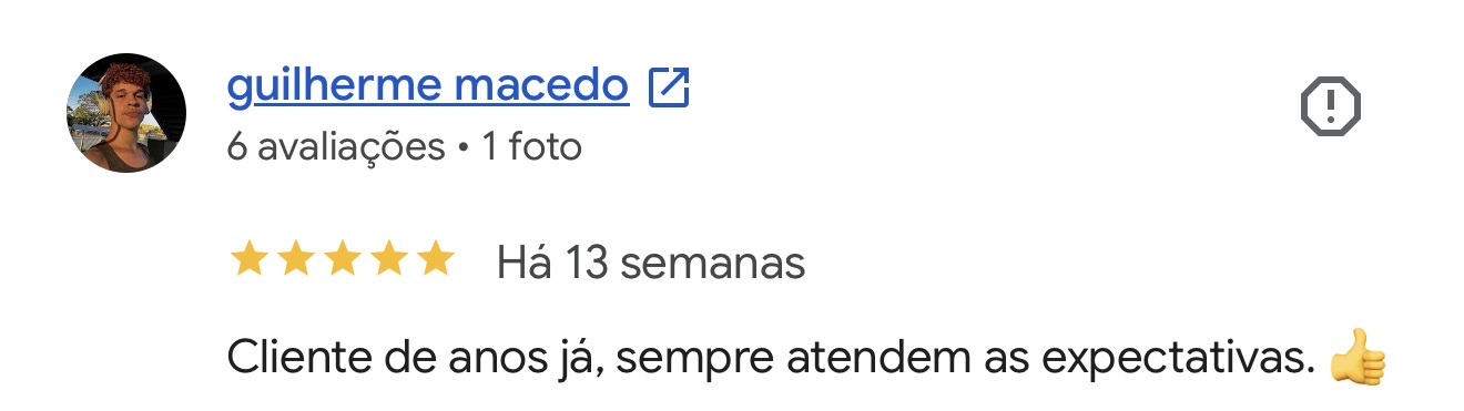 Avaliação de guilherme macedo no Google