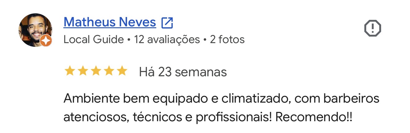 Avaliação de Matheus Neves no Google